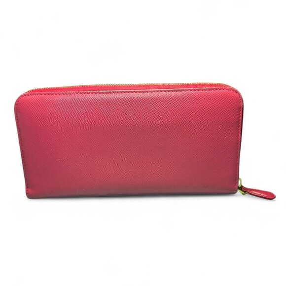 Prada Saffiano Leather Continental Zip Wallet with Bow - Peonia/Pink - Picture 2 of 14